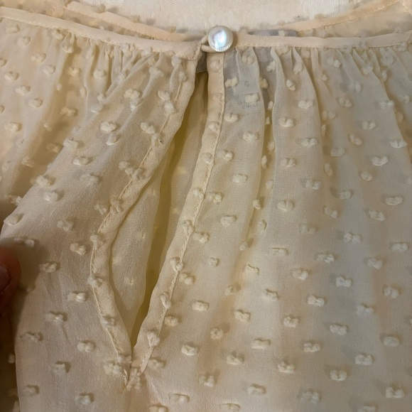 J. Crew Ivory Dotted Swiss Semi-Sheer Long Sleeve Top, Size 6 - Picture 7 of 9